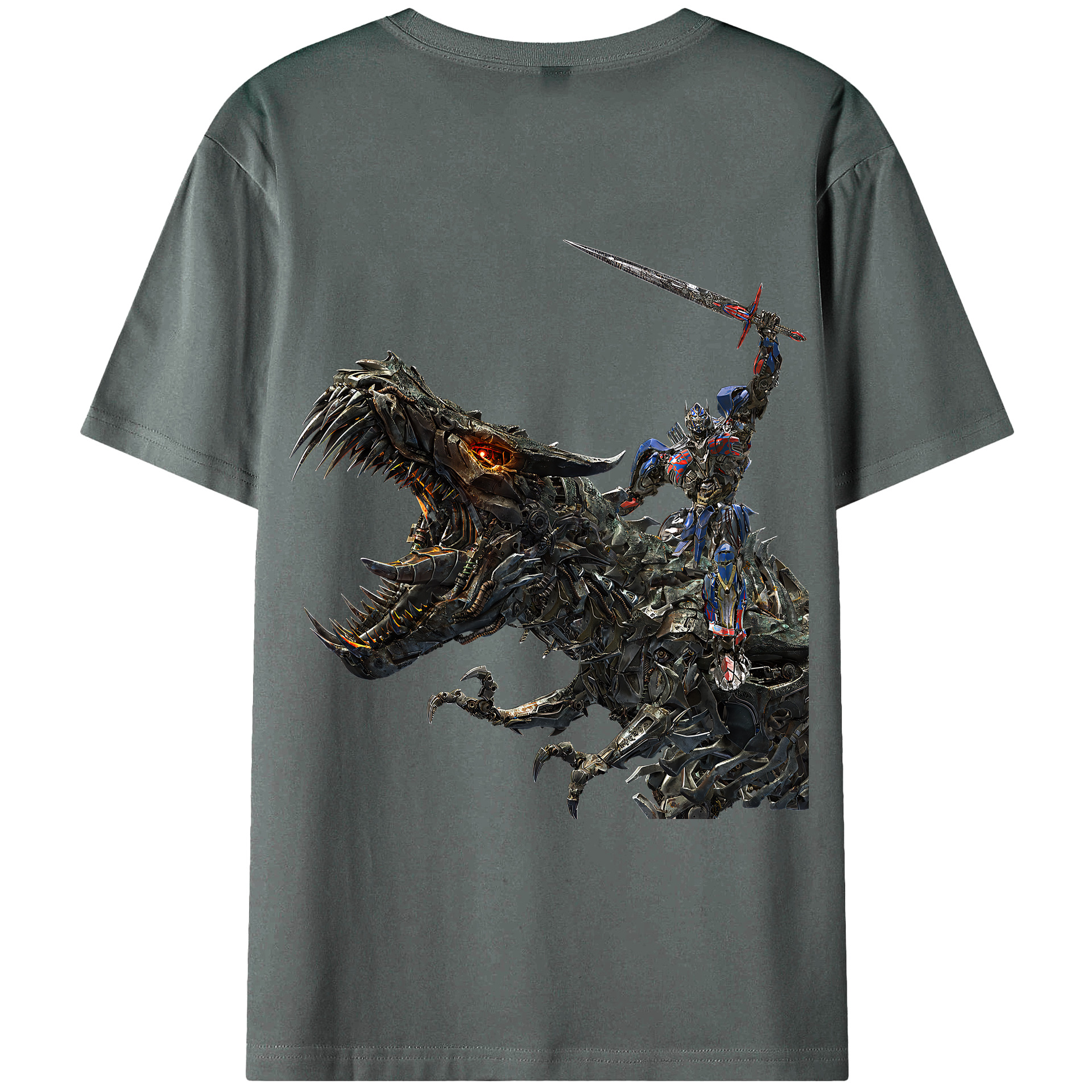 （画像用） Transformers トランスフォーマー 綿100％ メンズ半袖Tシャツ（バックプリント） 通気性